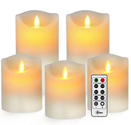 Battery Candles, Flameless Candles Realistic Moving Set of 5 (4/4/4/6/6) Flickering Candles With 10-key Remote Control with 24-hour Timer Function by Aignis