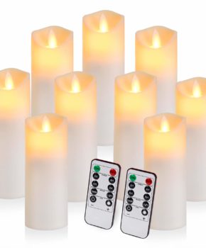 Flameless Candles Flickering Candles Battery Operated Candles Pack of 9 Exquisite Frosted Plastic Candles Unmelting Include Realistic Dancing LED Flames and 10-Key Remote Control with 24-Hour Timer
